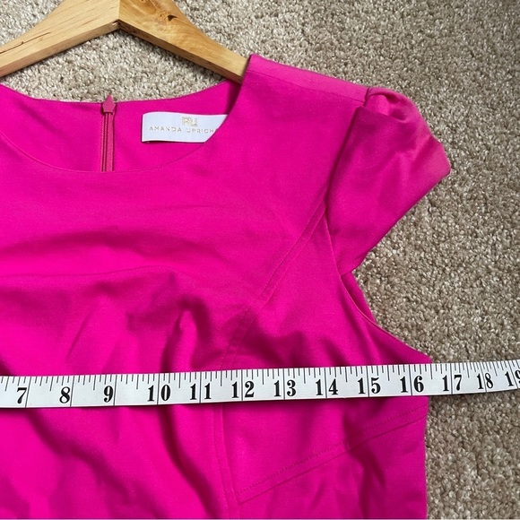Amanda Uprichard Cap Sleeve Dress A-Line Pink Women’s Size Large L - Picture 5 of 7